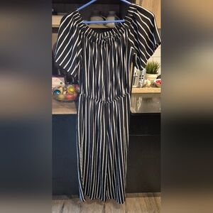 Elegant Black and White Striped Dress